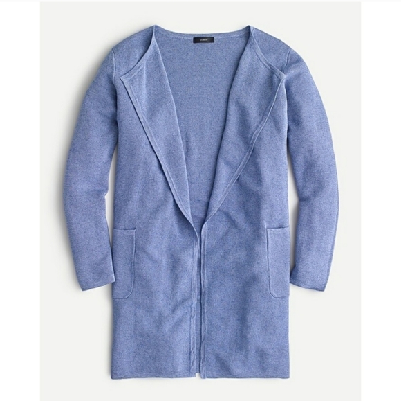 J. Crew Sweaters - Juliette Collarless Linen Blend Sweater-Blazer Sz M Periwinkle Coastal Preppy